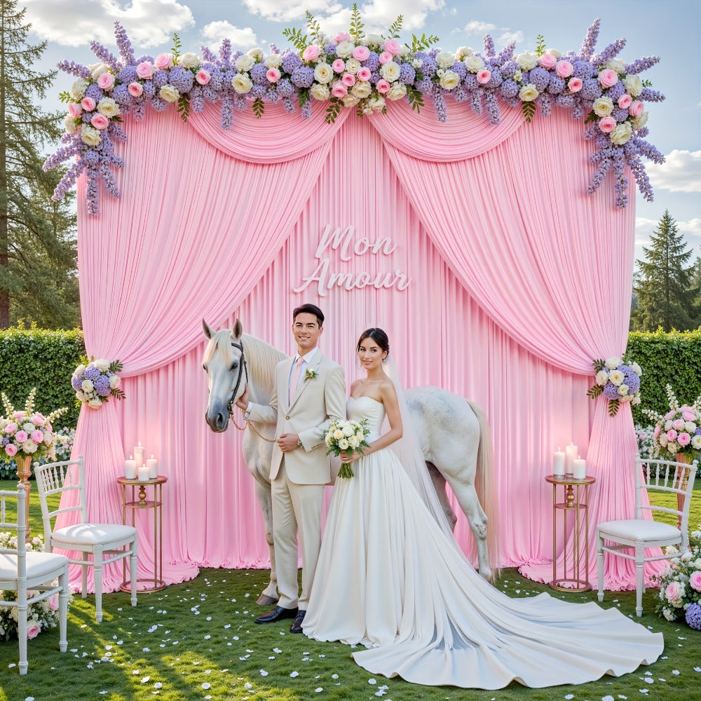 Photography Backdrop 4-Pack 5x10ft Polyester Spandex Background Cloth | Wrinkle-Resistant, Soft & Smooth with Pole Pockets | Wedding, Birthday, Banquet, Party & Event Decoration Curtains