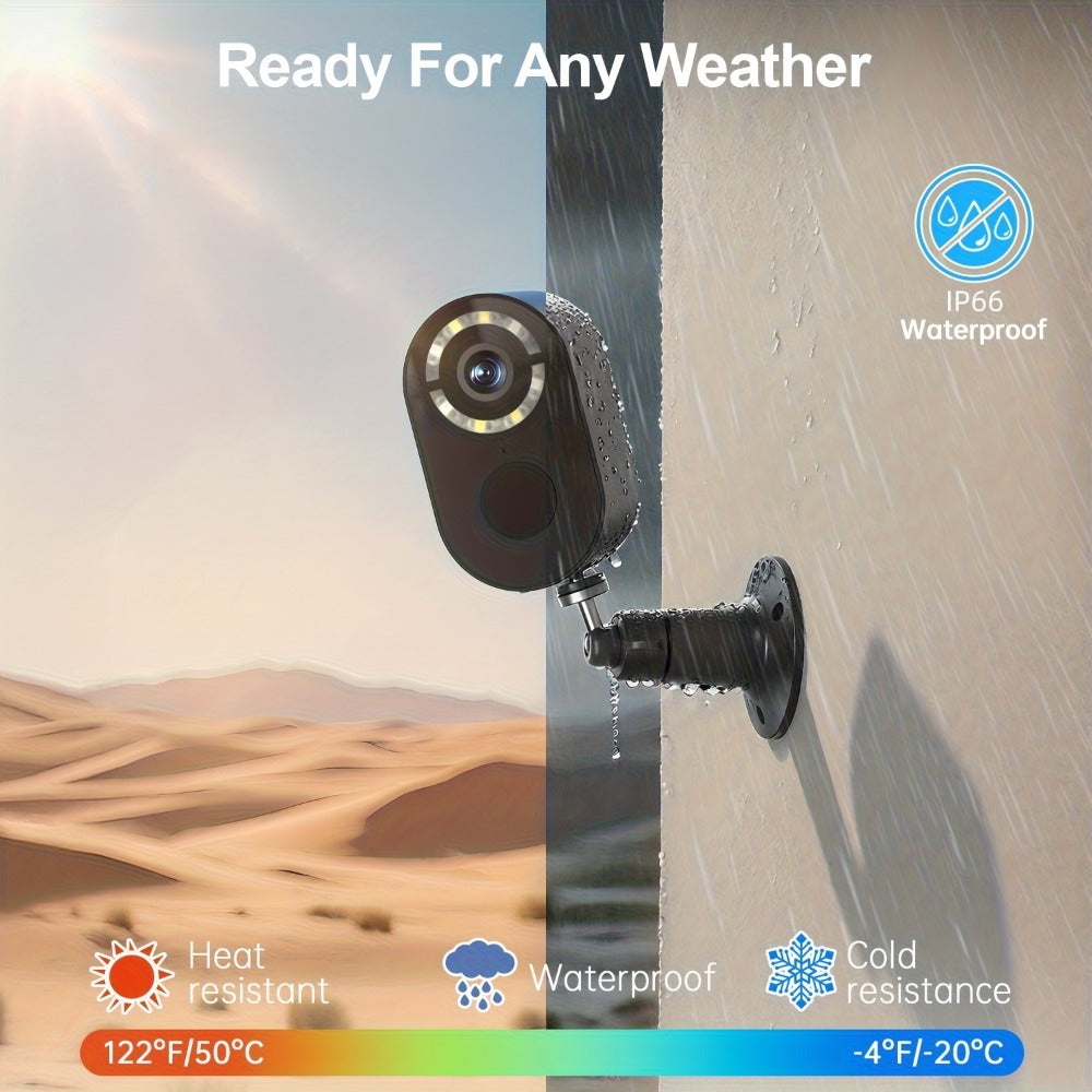 2K Solar Security Camera Outdoor Waterproof with Human Figure Alarm, Color Night Vision, 2-Way Audio, Low-Power WiFi Monitoring – Indoor Outdoor Pet Baby Surveillance Camera, 2.4G Wi-Fi