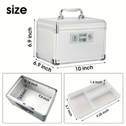 Lockable Aluminum Alloy Medicine Box with Double-Layer Tray & Carry Handle