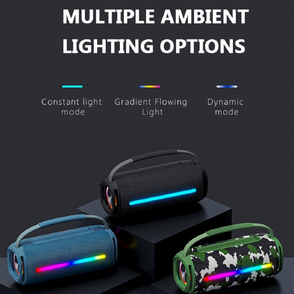 50W Bluetooth Speaker IPX6 Waterproof with LED Lights, Portable Wireless Speaker Rich Bass FM Radio USB TF Card Playback, Loud Outdoor Speaker for Parties Camping Beach Home