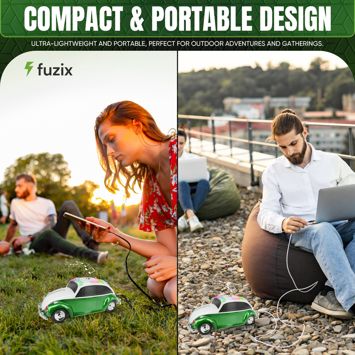 Fuzix WS-1958 Vintage Car Bluetooth Speaker with LED Headlights & Taillights | Retro Wireless Stereo, FM Radio, AUX/USB/TF, Built-in Mic, Rechargeable – Novelty Gift for Car Enthusiasts & Music Lovers