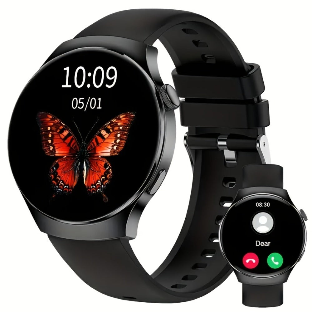 OLED Smartwatch 2.01 Inch Round Screen 95% Screen Ratio Fitness Tracker Running Cycling Walking Step Counter Music Control 300mAh Battery Lightweight Silicone Band Men Women 7 Styles Black Gray 2026