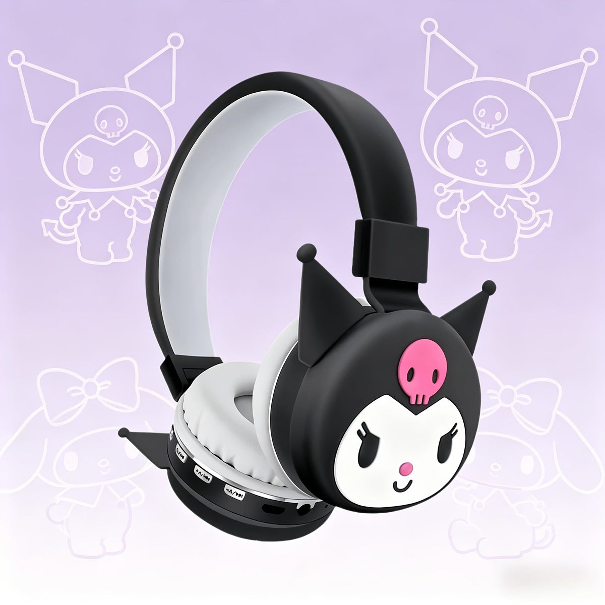 Sanrio Kuromi My Melody Cute Wireless Headset Foldable Portable Smart Call Anime Design for Daily Sports Learning Festival Gift for Girls Teens My Melody Black Kuromi Red