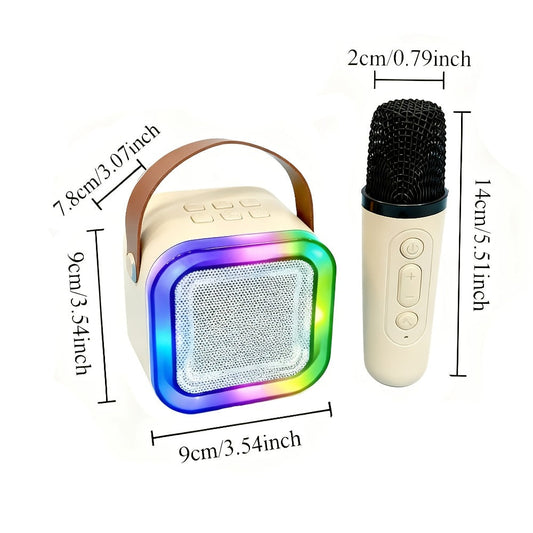 Karaoke Speaker Set with 2 Wireless Microphones, White 3-Piece Home Party Bundle