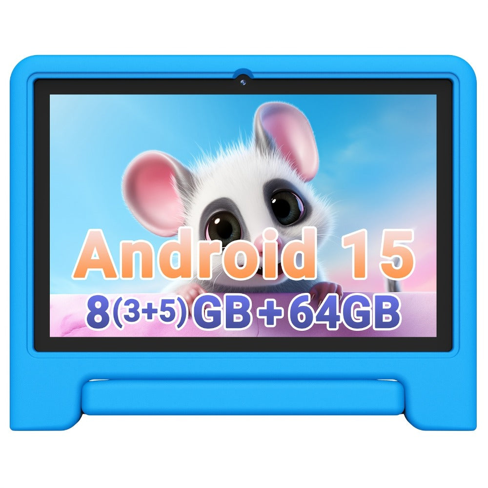 Apolosign Kids Tablet 10 Inch 64GB, Android 15 8-Core 8GB RAM WiFi 6, 1280x800 HD Display 5MP+2MP Camera, Parental Control Educational Shockproof Case, 2025 Model Children Tablet for Ages 3-12 – Black Navy Purple Blue Pink