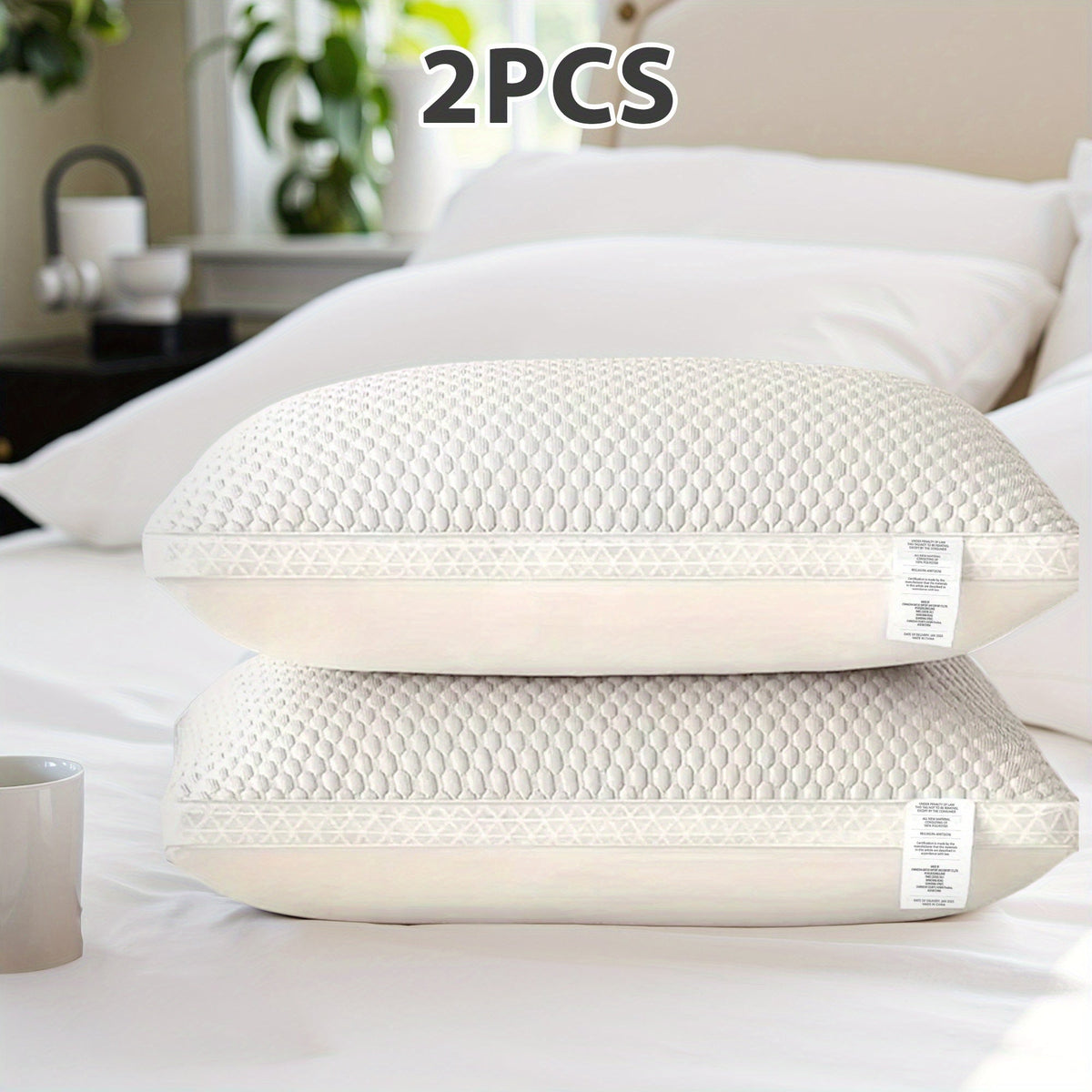 Cooling Ergonomic Neck Pillow 2 Pack Orthopedic Contour Support Adjustable Filling Cool Sensation Breathable Fabric Machine Washable Removable Cover for Side Back Stomach Sleepers