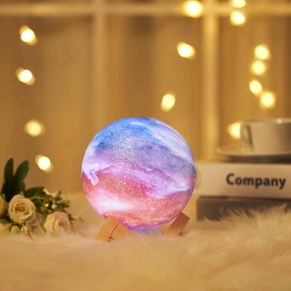 3D Moon Lamp 16 Colors LED Night Light with Remote Control USB Powered Solid Wood Stand 16 Inch Colorful Ball Galaxy Lamp for Bedroom Home Decor Unique Birthday Gift Kids Adults