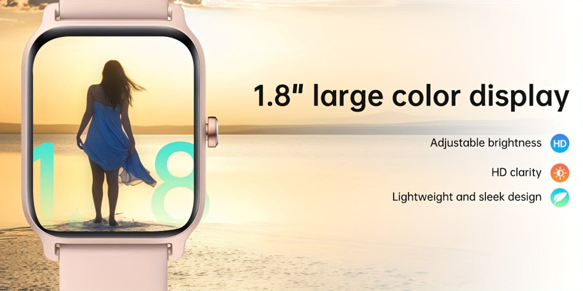 Smartwatch with Built-in Alexa FAWEIO 1.8" HD Touch Screen, Bluetooth Calling, 100+ Sport Modes, Fitness Tracker Heart Rate Sleep Monitor, Compatible with iPhone & Android – Smart Watch for Women Men 14 Colors