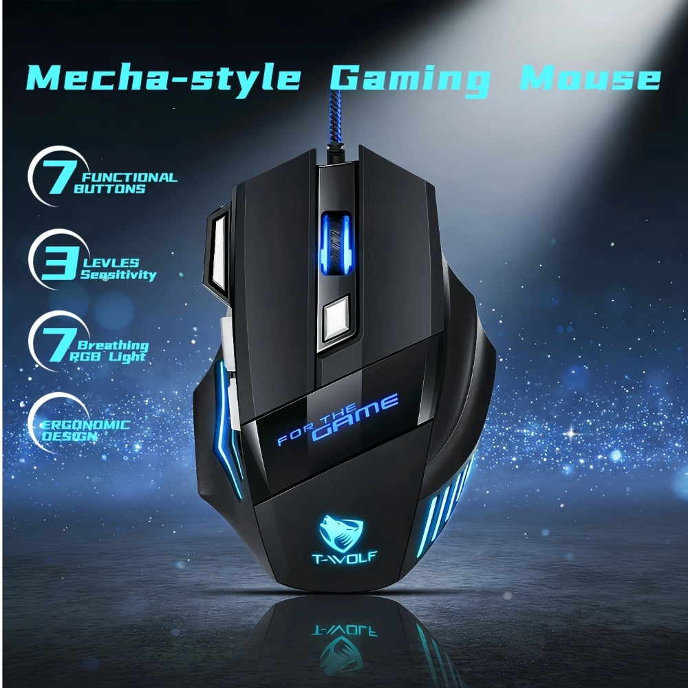 Programmable RGB Gaming Mouse Wired Ergonomic Pro-Grade with Turbo Click Multi-Mode DPI Sensitivity Dynamic RGB Lighting Forward Back Buttons USB Plug & Play for PC Laptop Mac Multiple Models