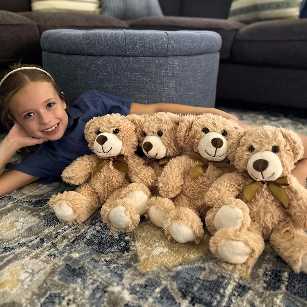 Small Khaki Teddy Bears, Set of 8 for Party Favors and Events