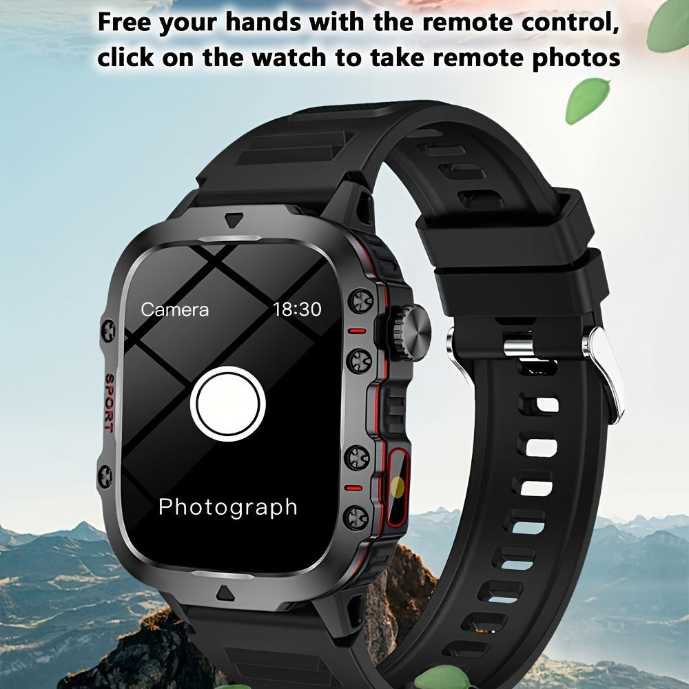 Brown Black Large Screen Smartwatch – Wireless Calling & SMS, Fitness Tracker, Remote Camera Control, USB Rechargeable – Unisex Business Watch for Men & Women iPhone & Android Compatible