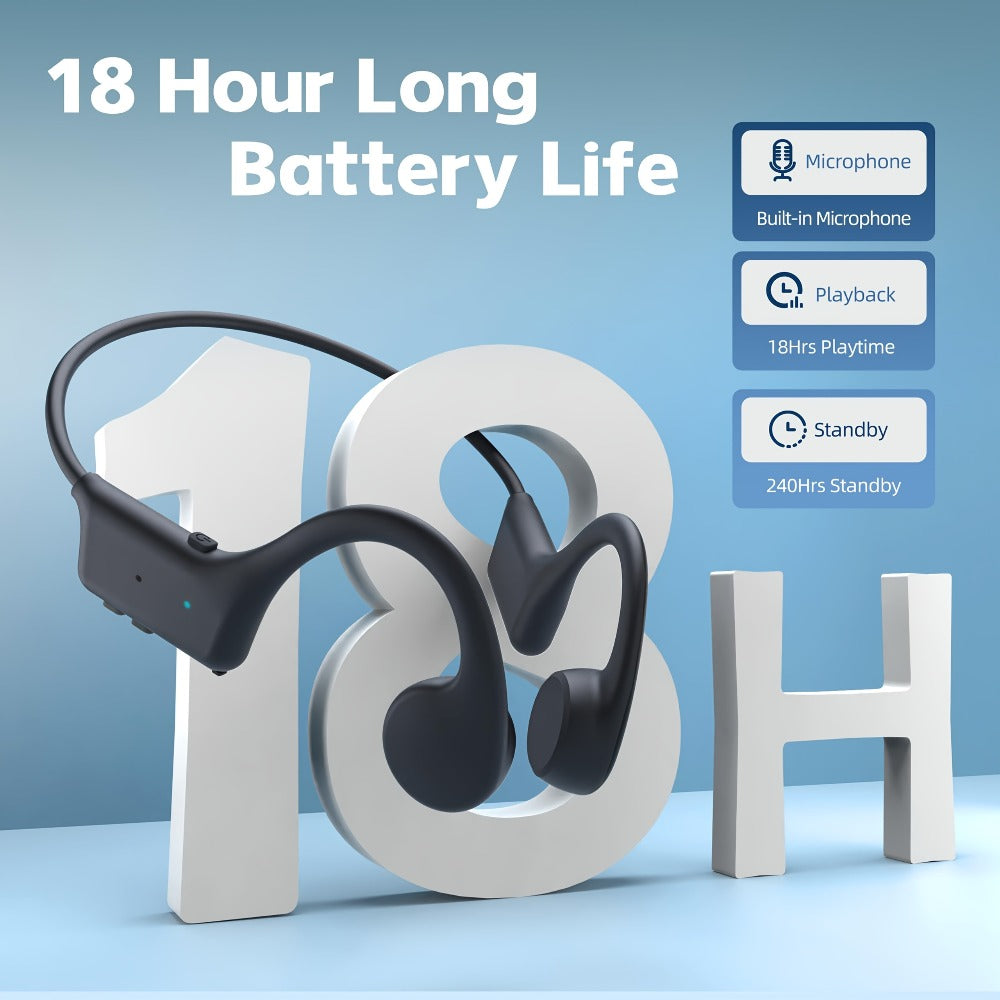 Open-Ear Bone Conduction Headphones 12H Playtime Wireless with Microphone Black Blue Sports Headset for Running Gym Workout Cycling Hiking Ambient Awareness Birthday Gift