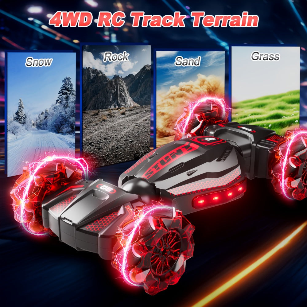1:24 8WD RC Stunt Car with Dual Remote Control, LED Lights, and 28 km/h Speed