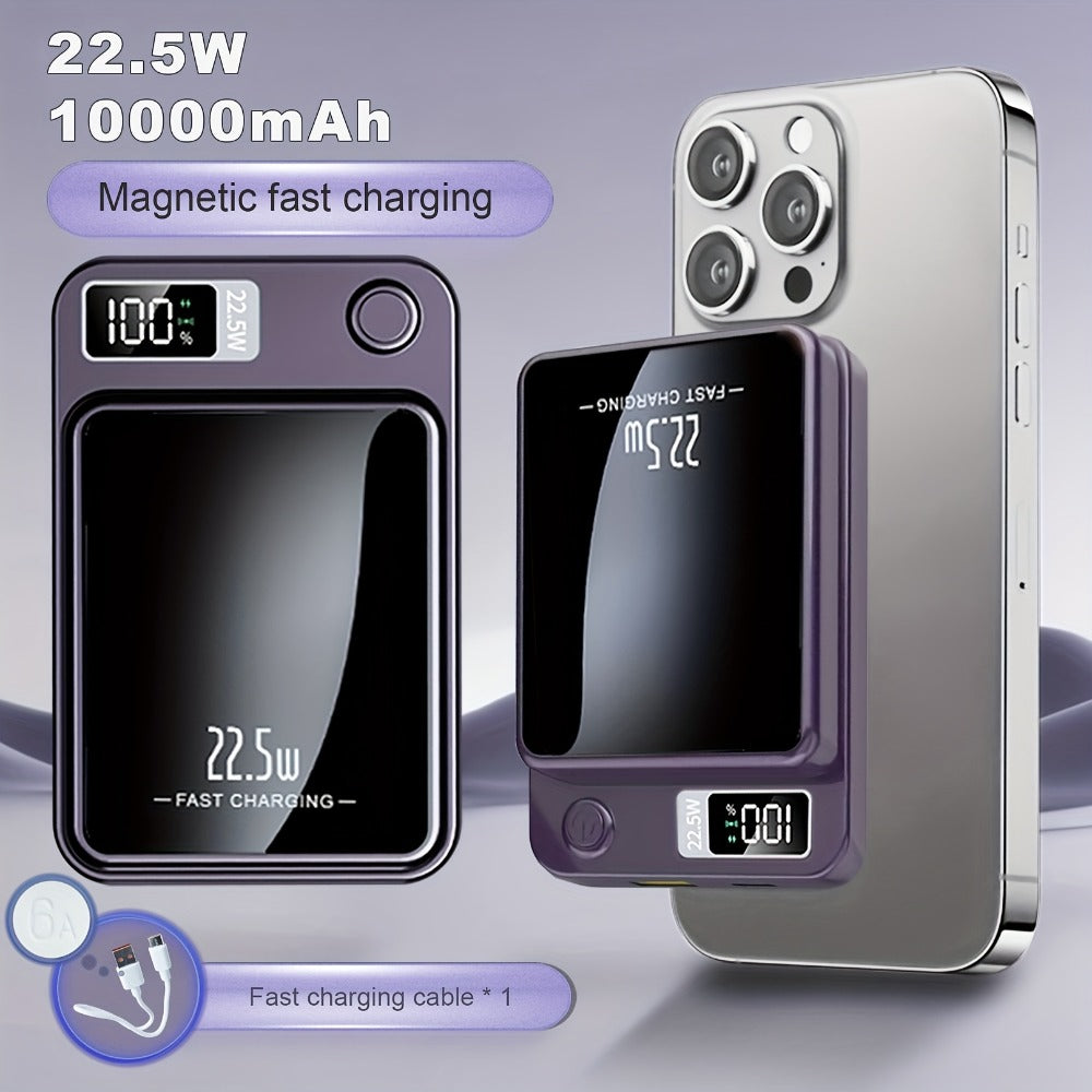 MagSafe Compatible Magnetic Wireless Power Bank 5000mAh 10000mAh – 22.5W PD20W Fast Charging Portable Charger with LED Display, Dual Output & Dual Input for iPhone 17 16 15 14 13 12 & Android