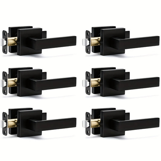 Matte Black Square Passage Door Handle for Hallways & Closets, Non-Locking