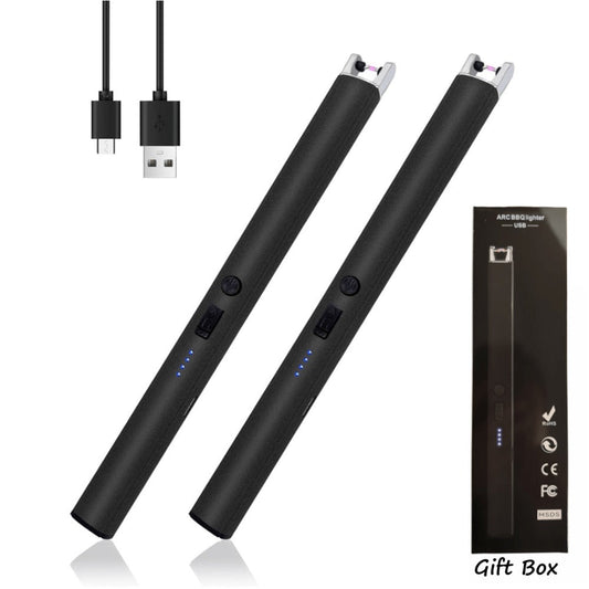 Plasma Arc Lighter 2-Pack, USB-C Rechargeable with LED Battery Display and Safety Switch