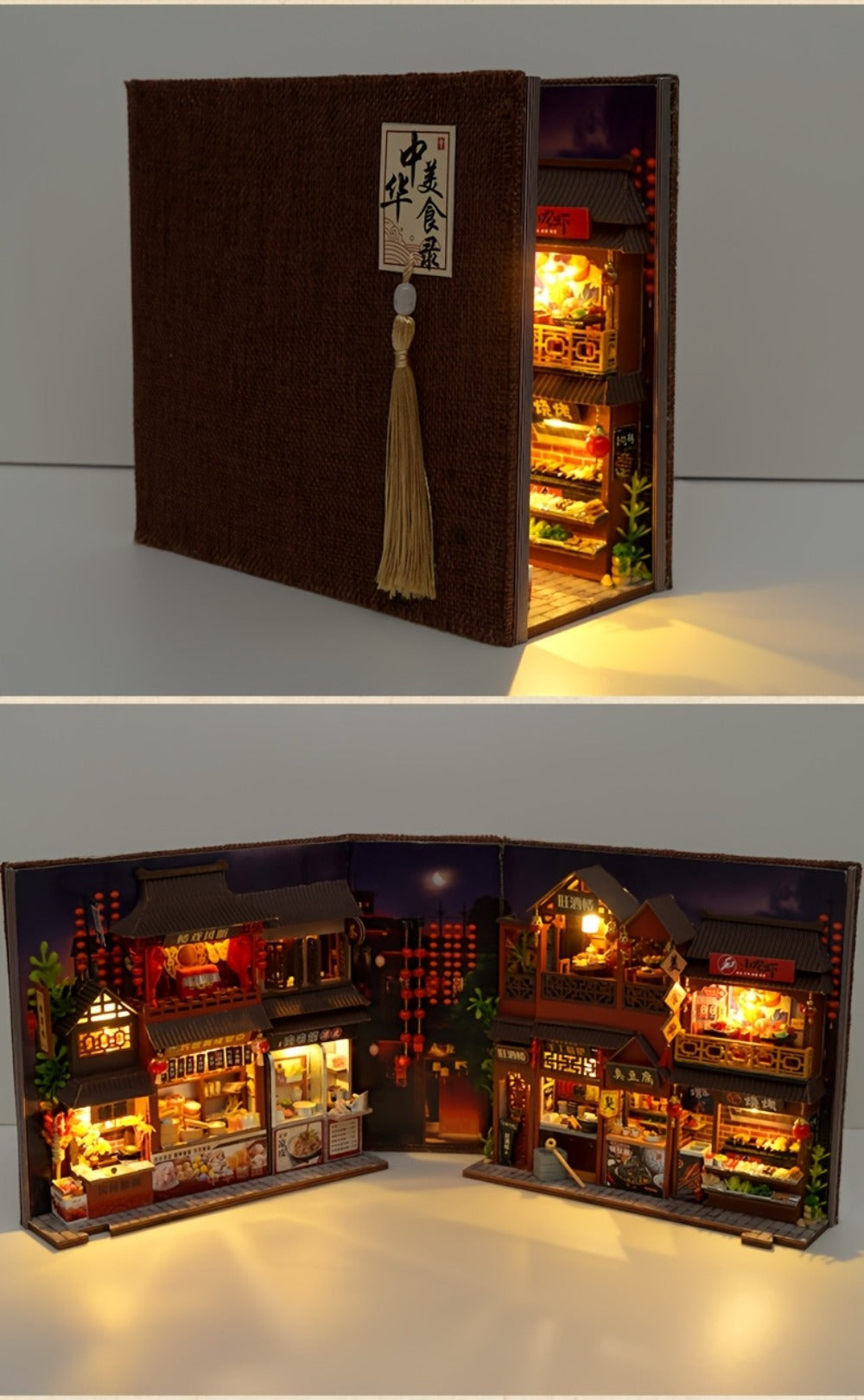 Chinese Food Street Book Nook Kit with 3D Wooden Puzzle Scene