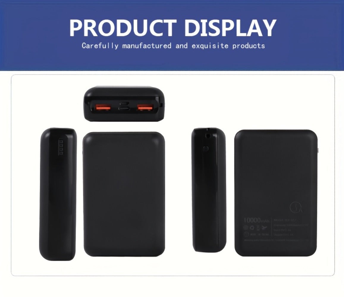 Dual USB Output Power Bank 10000mAh 5V 3A Polymer Lithium Rechargeable Battery Pack for Heated Clothing Heated Jacket Vest Hoodie Pants USB-C Micro Input LED Indicator Compact Portable Charger