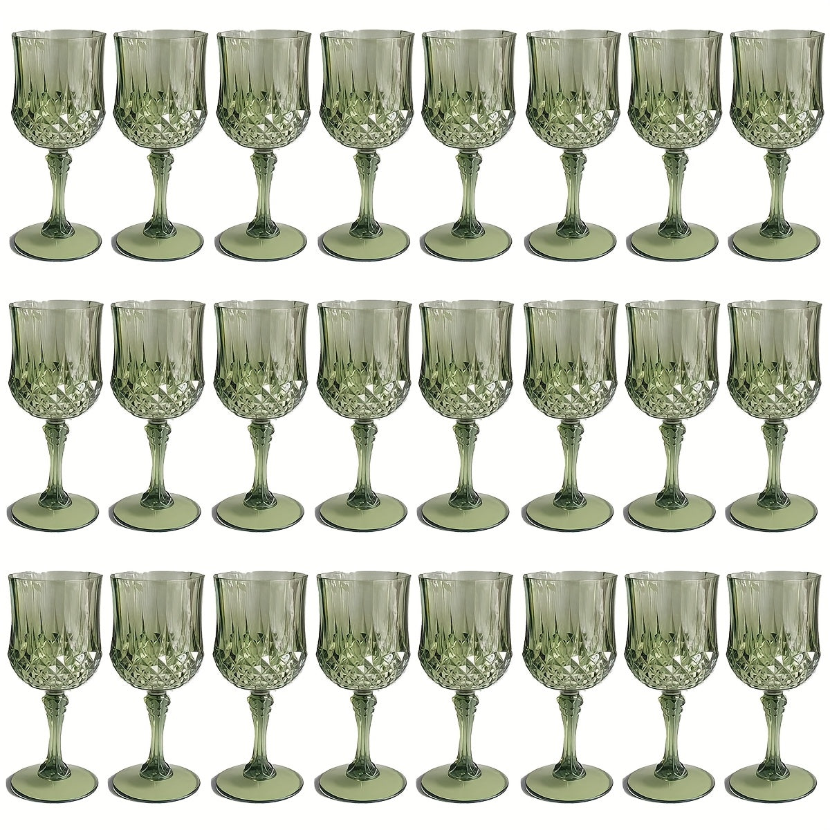 Plastic Wine Glasses 24 Pack – Colorful Shatterproof Goblets for Parties, Weddings & Events – Reusable Vintage-Style Stemmed Cups – Lightweight Bulk Drinkware in Pink, Gold, Blue, Rose Gold & Green