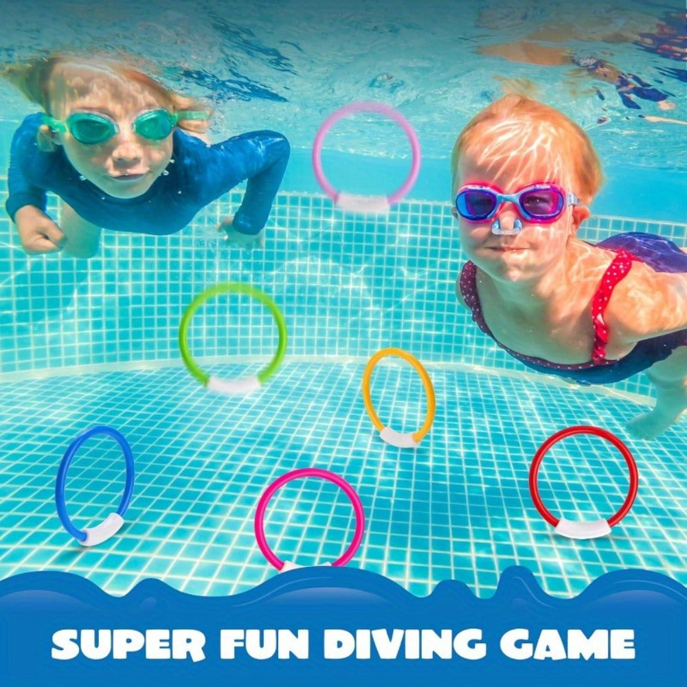 Diving Rings Pool Toys, 8-Piece Underwater Retrieval Set