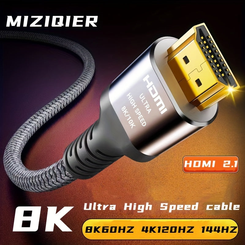 HDMI 2.1 Cable 8K 48Gbps Ultra High Speed Braided Nylon – 4K@120Hz, eARC, VRR, HDR10+, Dolby Vision, HDCP 2.3 – PS5, Roku TV, Blu-Ray, HDTV – 3.3/6.6/10/15ft