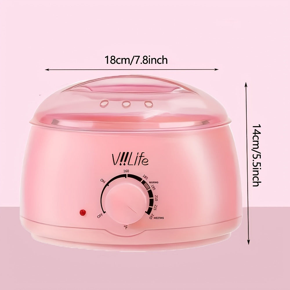 Hard Wax Warmer Kit 43 Piece Complete Home Waxing Set with Pink Hard Wax Beads - No Strip Hair Removal for Face Eyebrow Body Brazilian Bikini Underarm - Professional Wax Pot Machine for Women & Men