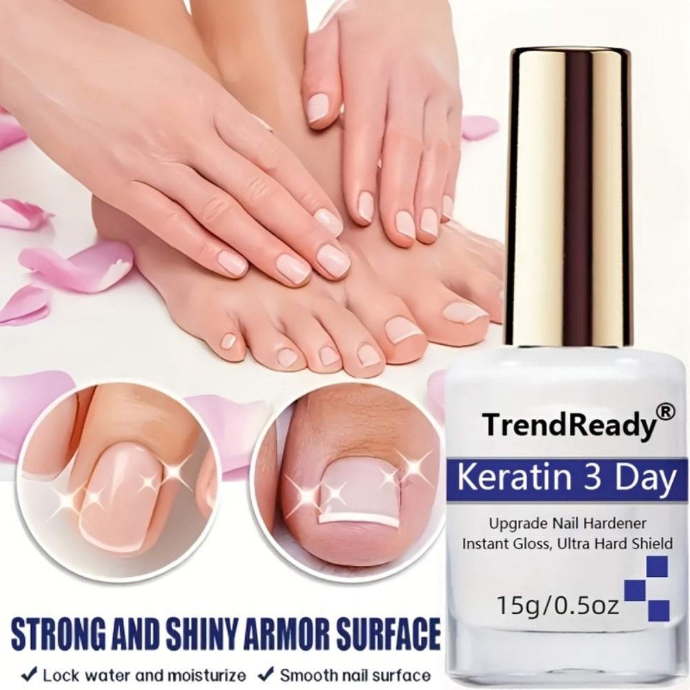 Vitamin E Nail Strengthener Oil 2 Pack 4-in-1 Keratin Protein Hardener for Weak Splitting Brittle Nails Alcohol-Free Fast Dry Daily Nail Care Treatment Manicure Prep Set 2x15ml