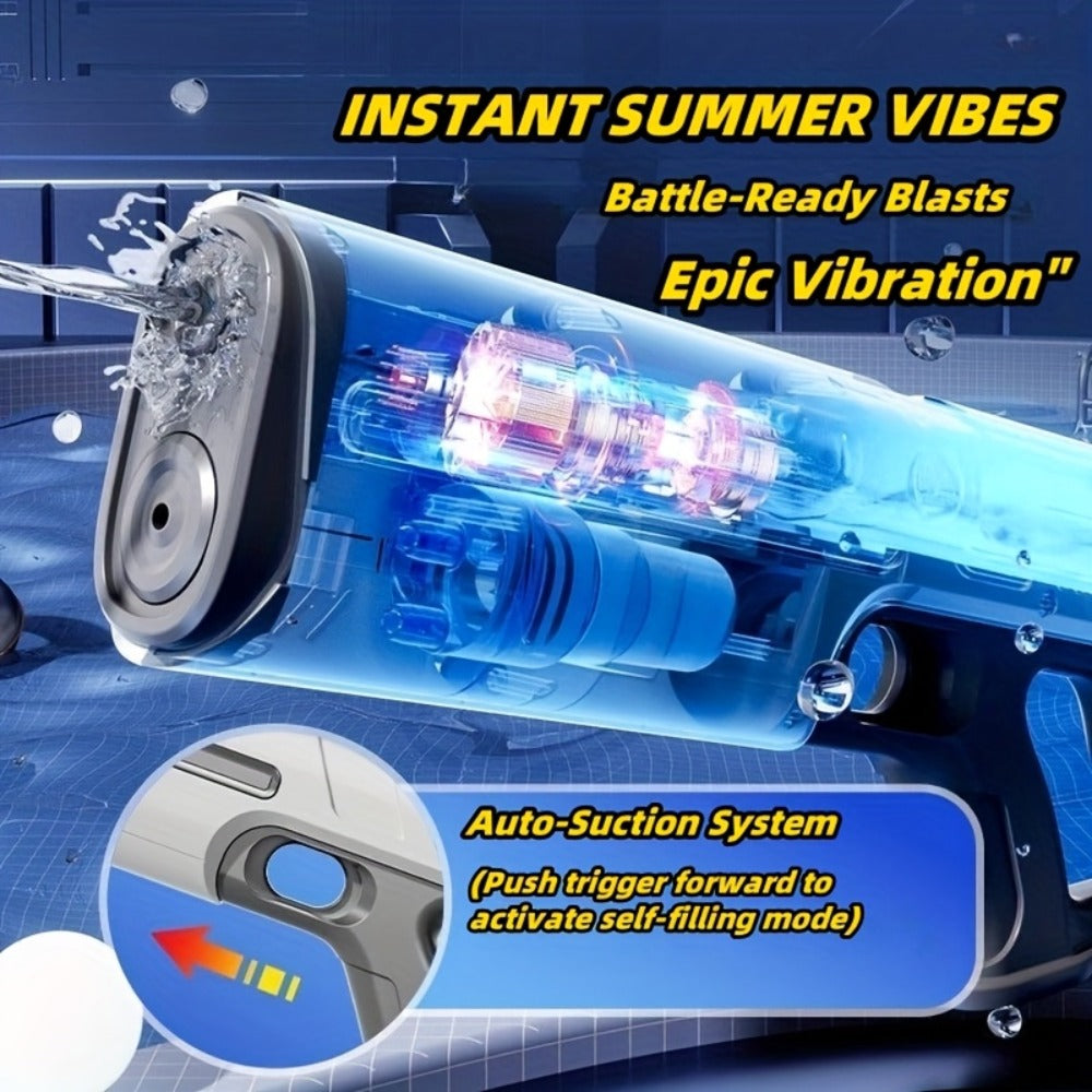 LED Light-Up Electric Water Gun Auto-Fill USB Rechargeable 40Ft Range Motorized Squirt Blaster with Light Show for Kids Adults Pool Party Beach Backyard Night Battle