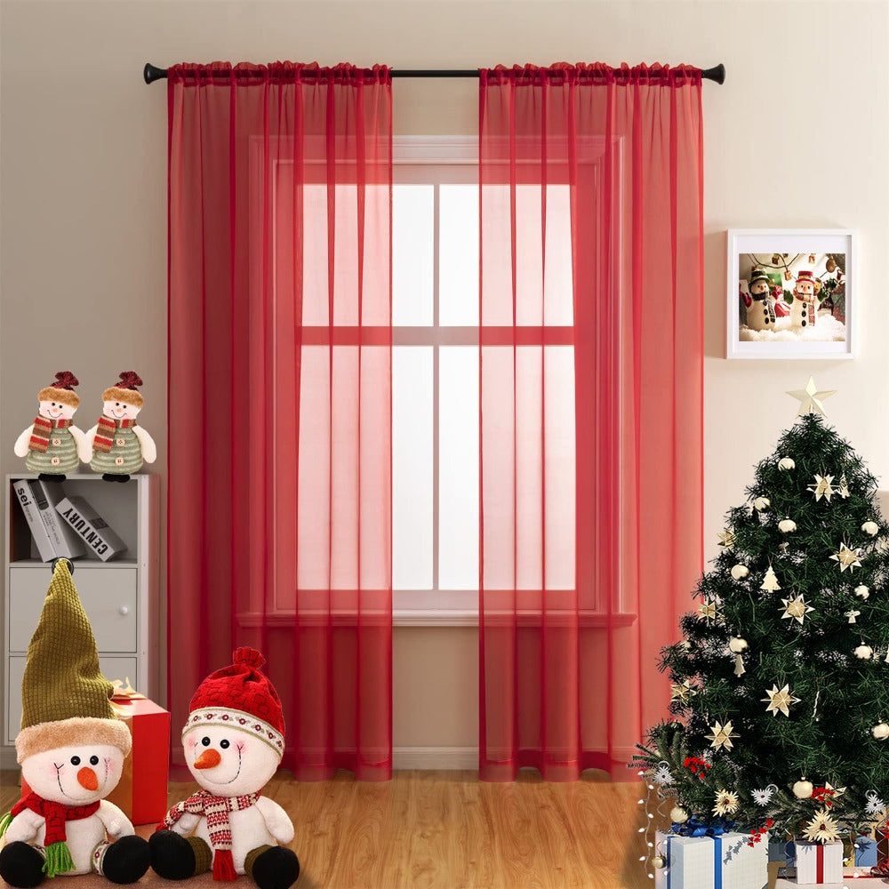 Sheer Curtains 2 Panels Rod Pocket – Light Filtering Privacy Window Drapes for Living Room Bedroom Modern Home Decor