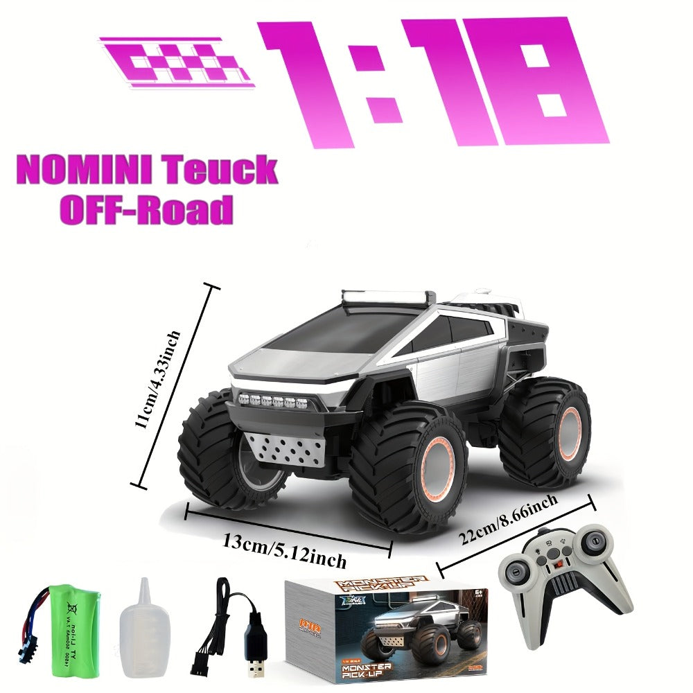 RC Monster Truck Toy, 4WD Off-Road Vehicle with LED Lights and Water Spray Effect
