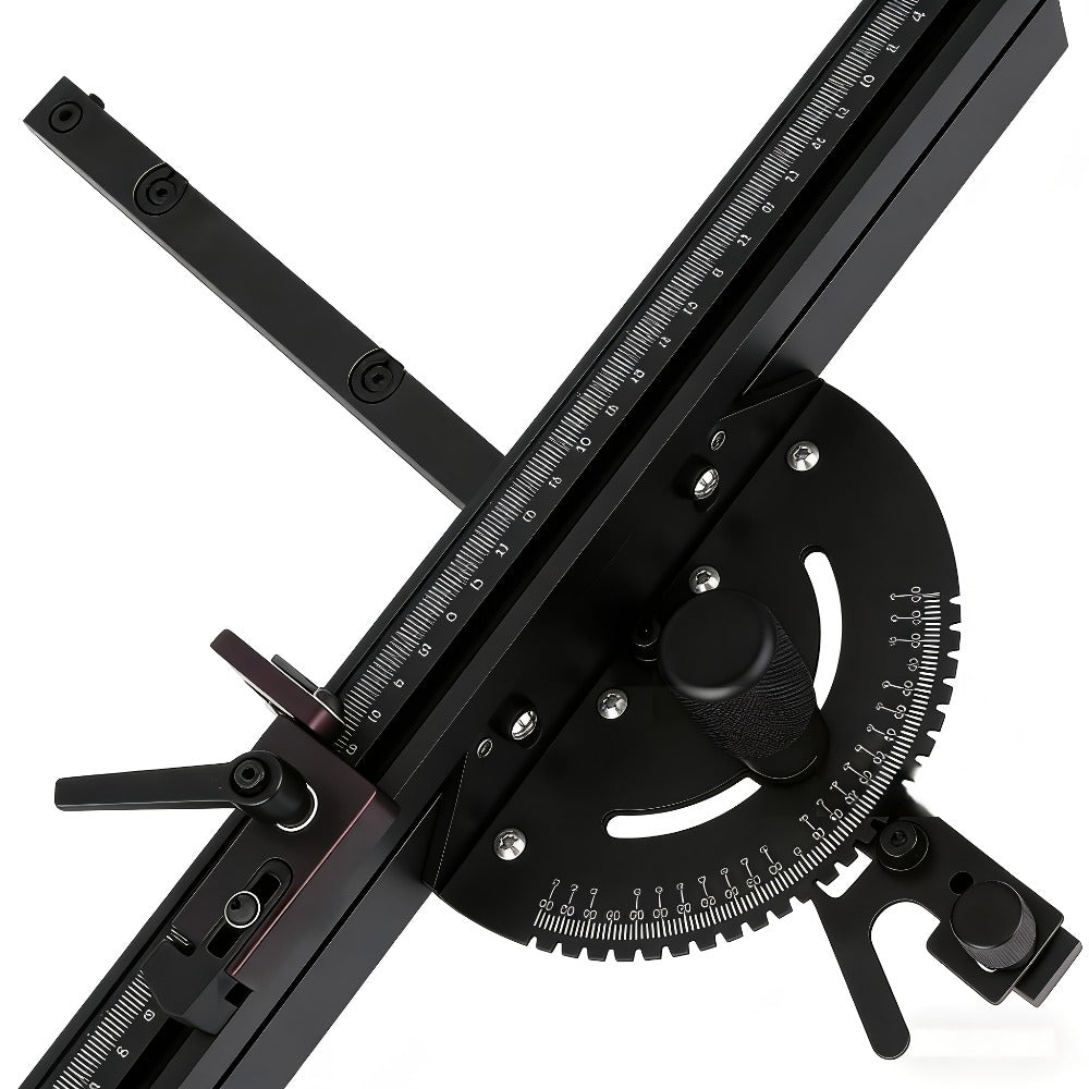 400mm Woodworking Angle Gauge with Adjustable Fence & Guide Rail – Precision Miter Measuring Tool Compatible with 30mm & 45mm T-Track for Table Saw Router