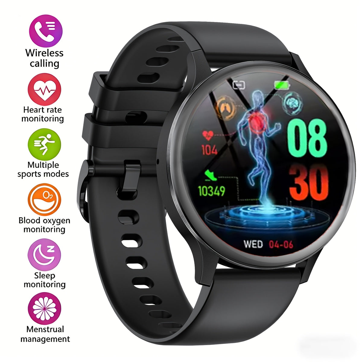 Flashlight Compass Outdoor Smartwatch for Men Waterproof 100+ Sport Modes Sleep Monitor Pedometer Calorie Tracker Rugged Hiking Camping Fitness Watch Compatible with iPhone – Black Pink Beige Orange