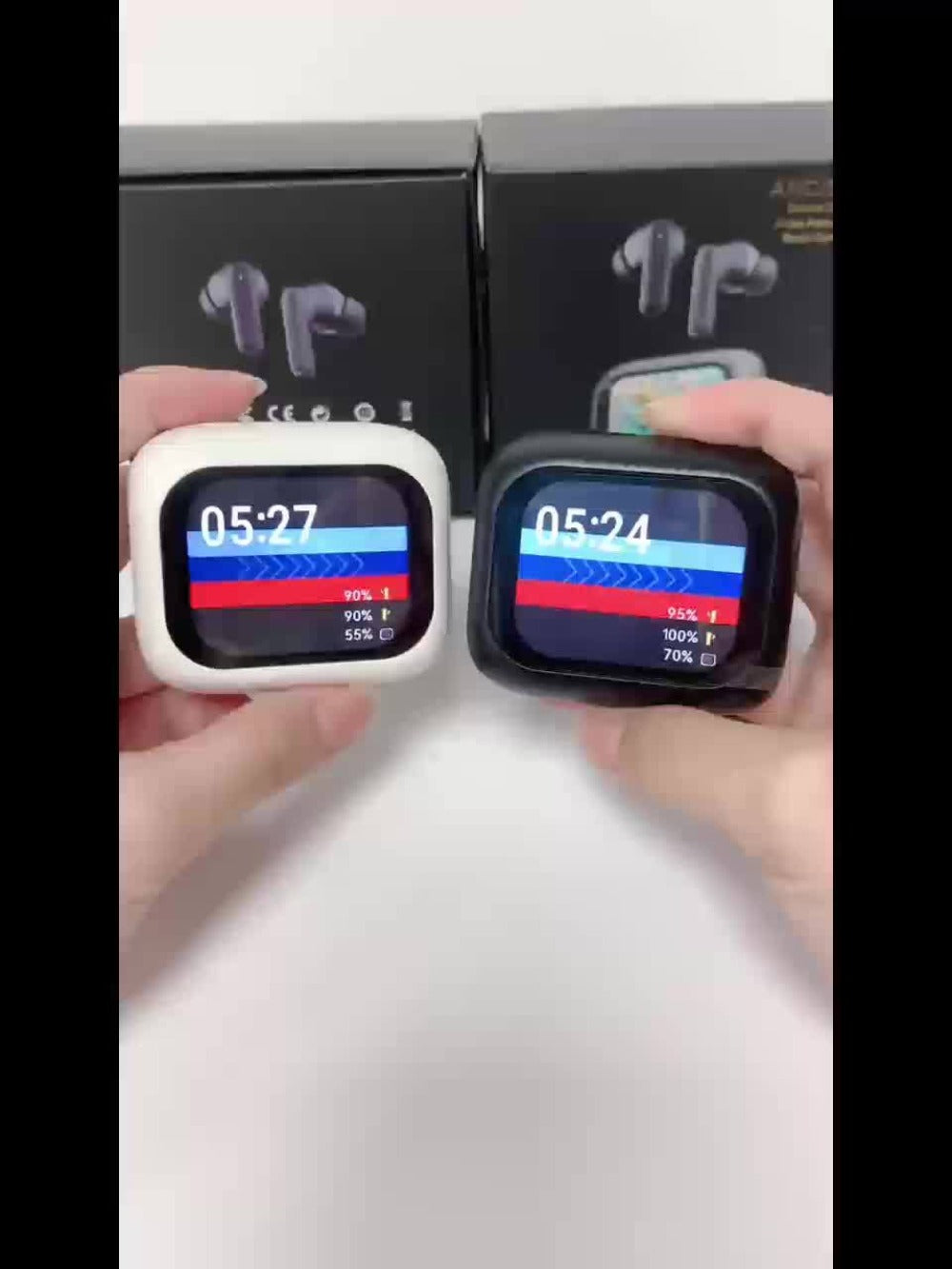 Touchscreen ANC Wireless Earbuds Full-Color Display – Noise Cancelling In-Ear with Charging Case for Sports Gaming Business – Gift for Men Women Compatible with iOS Android