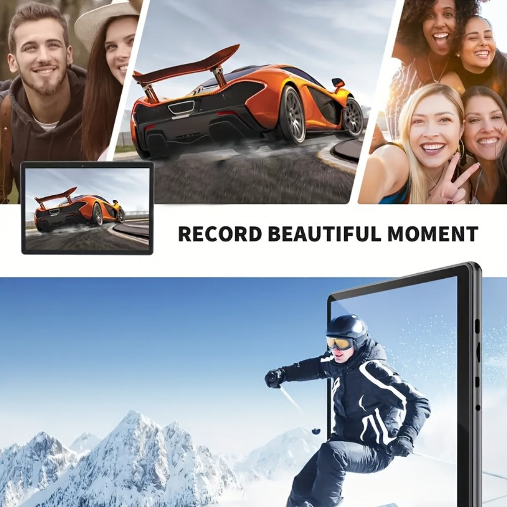 2-in-1 Tablet with Keyboard Android 15, 10.1 Inch 8GB RAM 128GB ROM 8000mAh Battery, 5G WiFi 16MP+5MP Dual Camera FHD IPS Display, Stylus Pen Included, Laptop Tablet PC for Work Study Entertainment – Black Pink Gold Gray Orange
