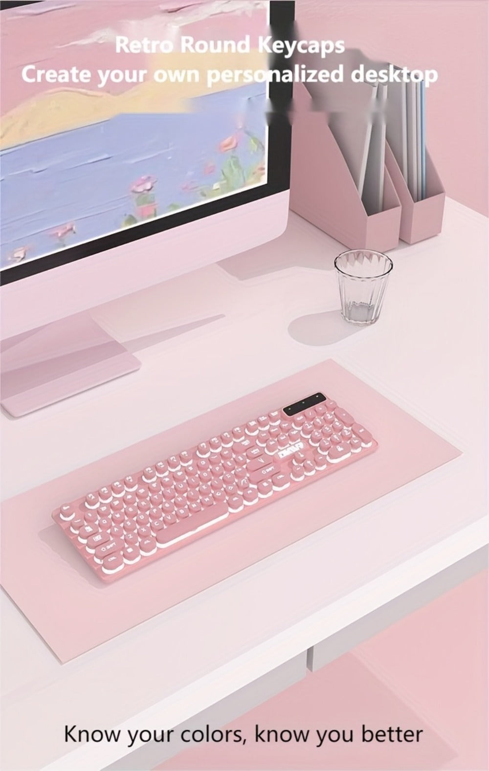 Retro Punk Keyboard and Mouse Set 104 Keys Silent Mechanical Feeling 6D Macro Mouse USB Wired Ergonomic Design for PC Laptop Desktop Gaming Office Home Creative Workstation