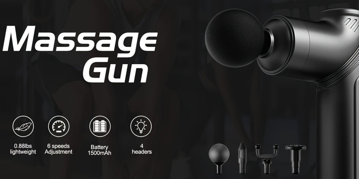 Massage Gun Deep Tissue Percussion Massager – Portable Handheld Electric Body Massager with 4/8 Heads & 6 Speed Settings for Muscle Relaxation & Post-Workout Recovery