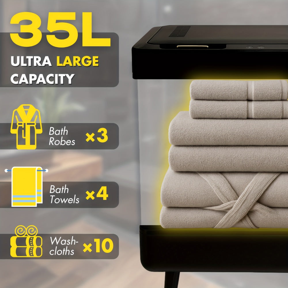 Electric Towel Warmer 35L Large Capacity Foldable Blanket Warmer with Timer & Drying Mode – Fast Heating Towel Bucket for Bathroom, Spa & Salon, Includes 6 Tablets, White