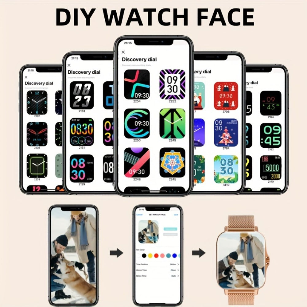 Women's Smartwatch with Health Tracker, Heart Rate SpO2 Sleep Monitor, Message Alerts, Voice Assistant, Multi-Sport Modes, Music Control, Dual Silicone Straps – Compatible with iPhone & Android