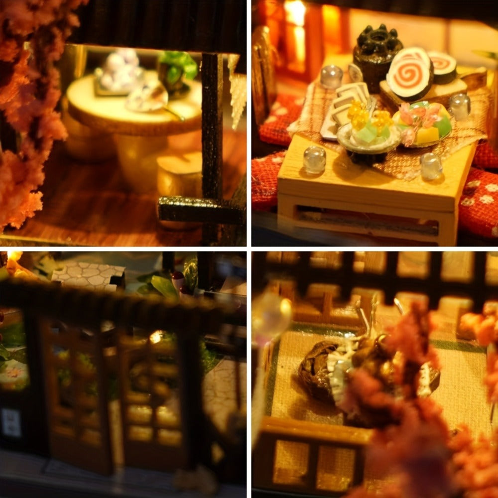 Sakura Garden Villa DIY Miniature House Kit, Wooden Cherry Blossom Scene