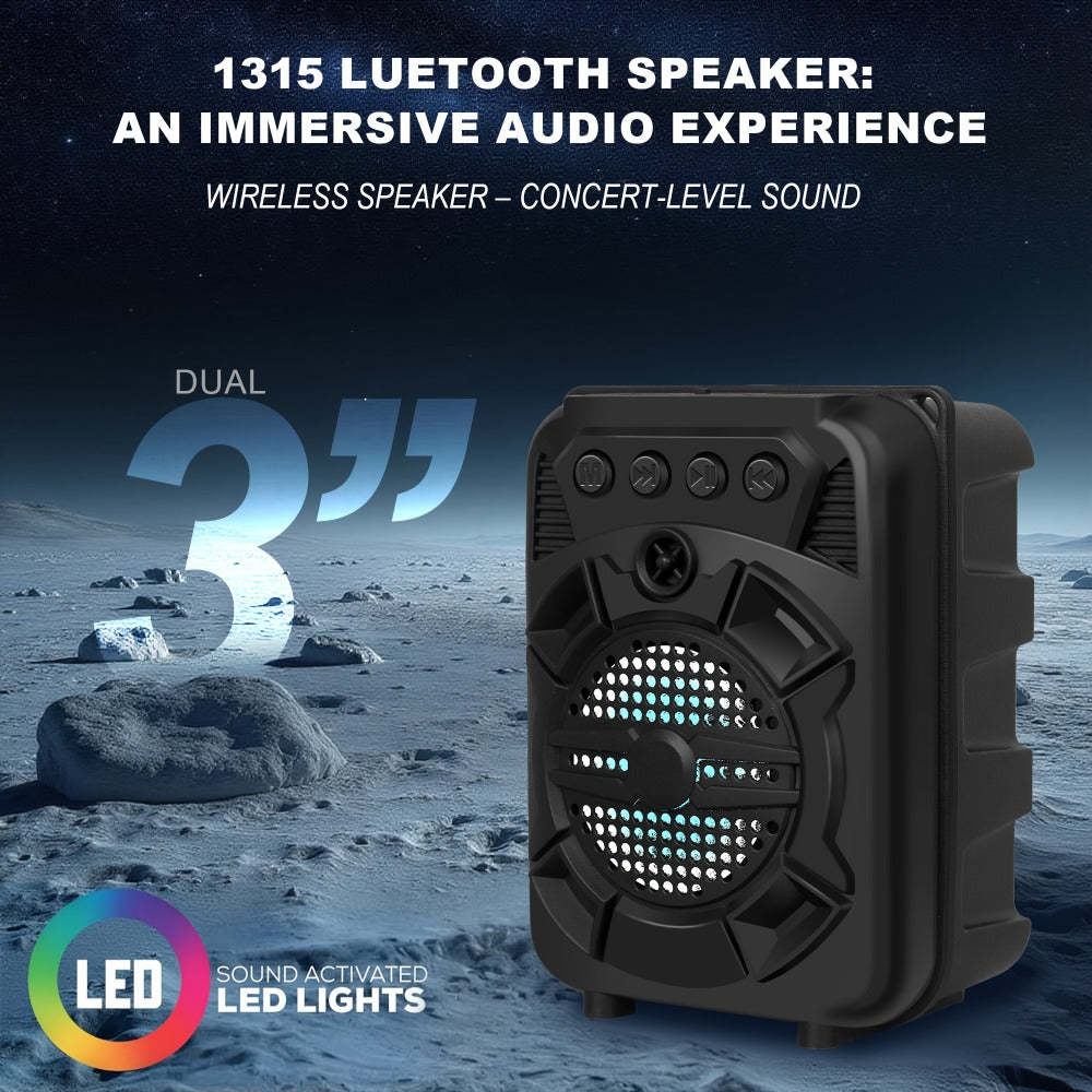 LED Light Portable Wireless Bluetooth Speaker Extra Bass Stereo Sound 10 Hours Playtime Compact Speaker for Shower Outdoor Beach Home Party Compatible with Smartphones Tablets Gifts for Men Women