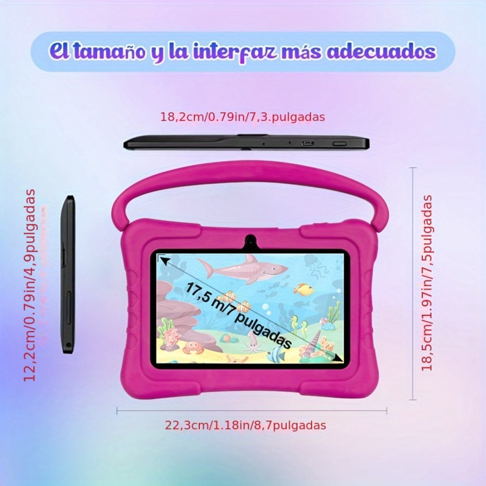 Kids Tablet 7 Inch Android 14 with Parental Control – Eye Protection Screen, GMS Certified, 2GB RAM, 32GB ROM, Silicone Case, Educational Apps, 2.4G WiFi, Perfect Birthday & Holiday Gift for Children