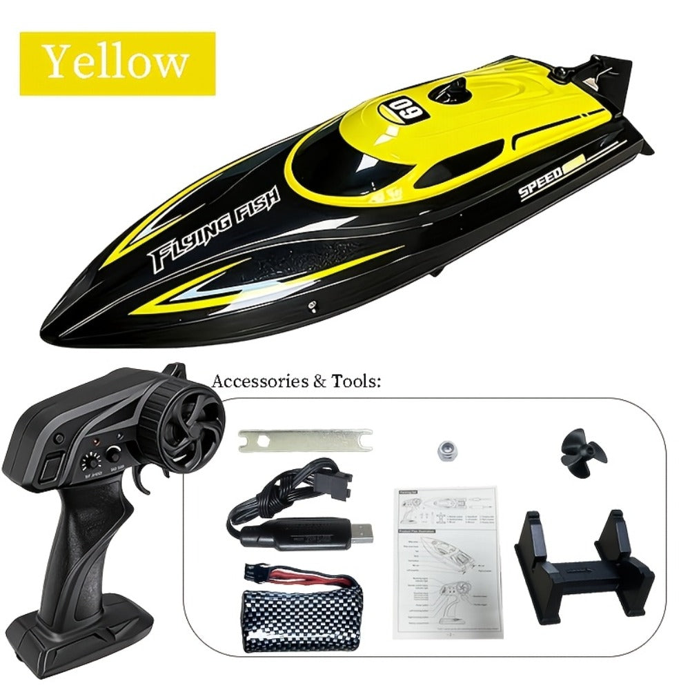 30 km/h RC Speedboat with LED Lights, 2.4 GHz Control & Water Cooling