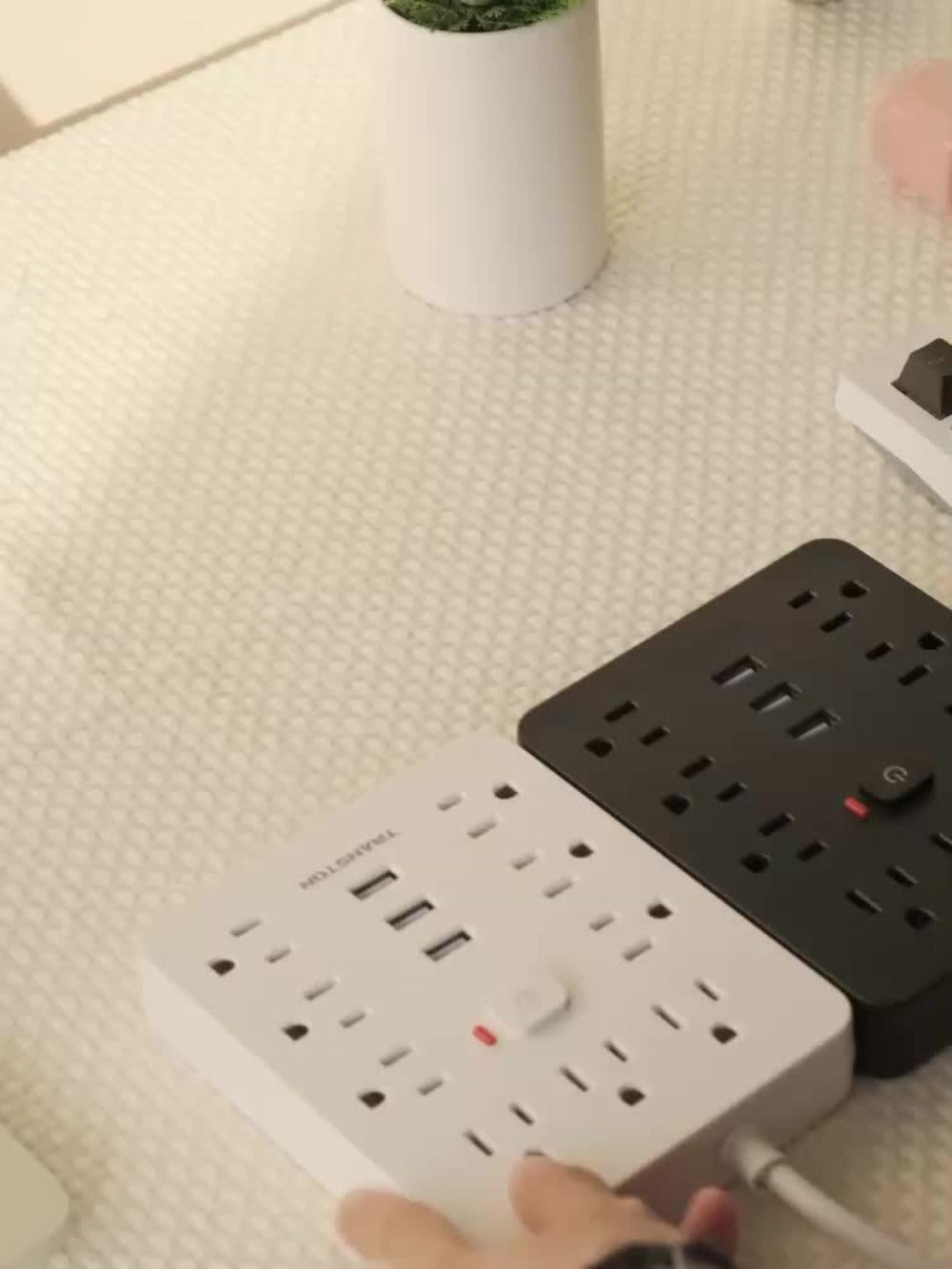 45° Tilt Plug Power Strip 12-in-1 Surge Protector with 9 AC Outlets & 3 USB Ports, 10ft Long Extension Cord, Advanced Overload Protection for Home, Office & High-Power Devices