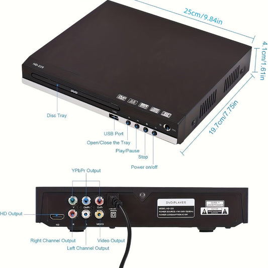 Karaoke DVD Player with USB, Region-Free Playback, AV Output and Remote Control