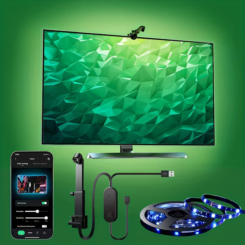 TV LED Backlight Strip with AR Screen Sync - RGB Smart Ambient Light for 35-80 Inch TVs & Monitors, Music Sync, App Control, Immersive Bias Lighting for Gaming Room & Home Theater