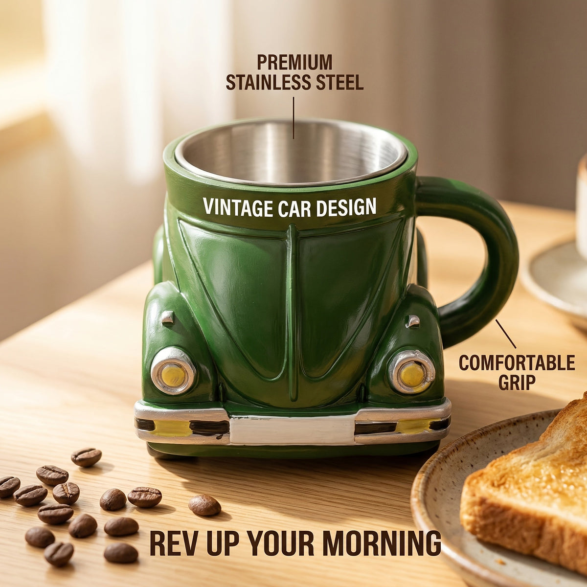 Sports Car Shape Coffee Mug – Fun Novelty Car Shaped Drinking Cup Large Capacity – Unique Tea Cup for Office & Home Decor – Cool Birthday & Christmas Gift for Car Lovers – 6 Colors