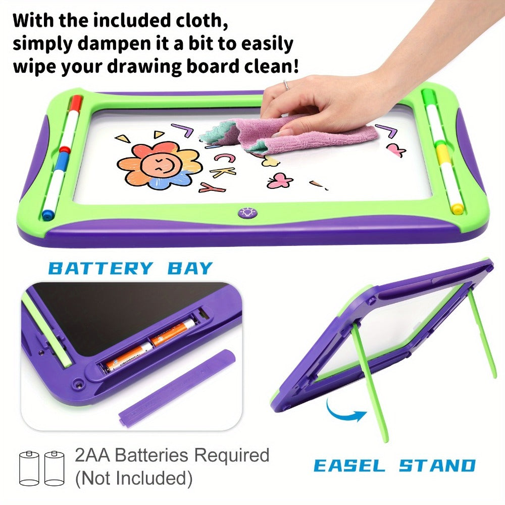 LED Light Up Drawing Board for Kids with 9 Double-Sided Tracing Cards & 6 Markers – Travel Doodle Board, 6 Colors