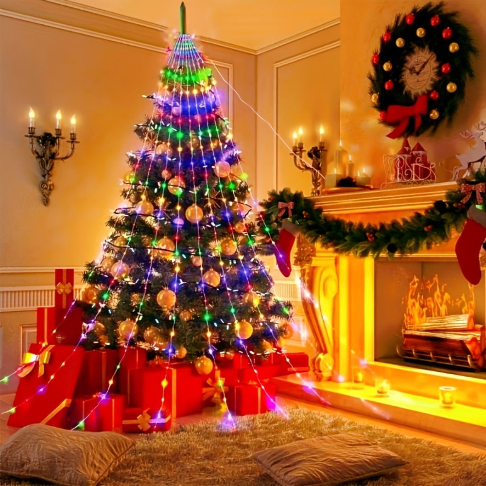 Waterfall Fairy Lights USB Powered 8 Modes – Indoor String Lights for Tree Curtain Tent Party Garland Christmas Halloween Festival Decoration White