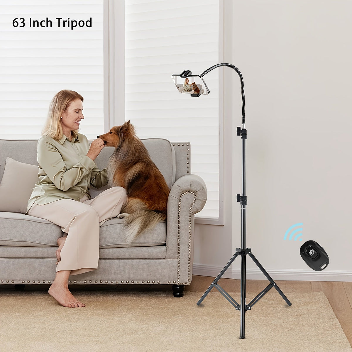 63 Inch Gooseneck Phone Tripod Adjustable with 360° Flexible Neck & Universal Phone Holder – Portable Camera Stand for Content Creators, Vlogging, Live Streaming, Selfie & Filming, iPhone & Android