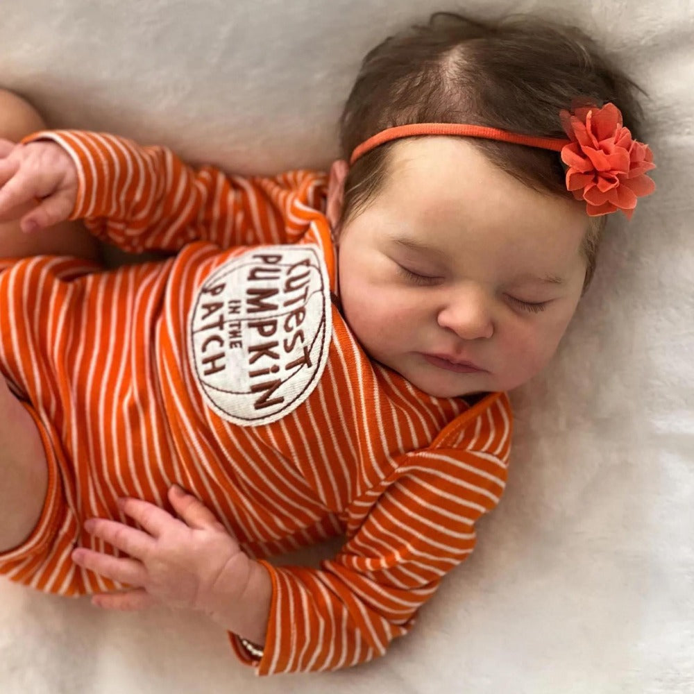 20-Inch Sleeping Reborn Baby Doll with Hand-Rooted Hair and Cloth Body